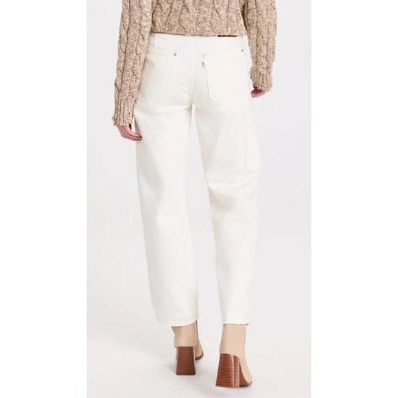 Levi's Denim - Levis Premium Dad Utility Womens 27x30 White Carpenter Jeans Loose Fit Mid Rise